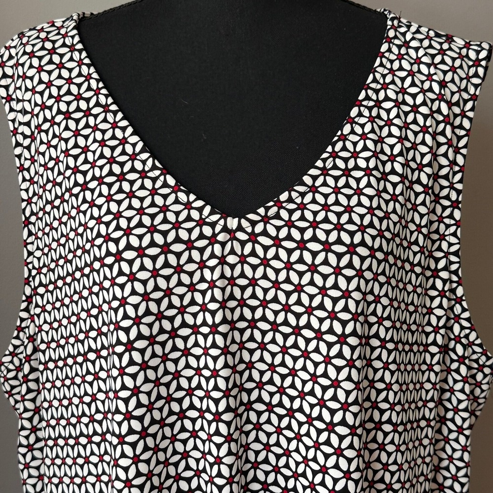 Talbots Women Tank Top 3X Black Sleeveless V-Neck Geometric Plus Office‎ Classic